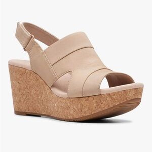 Clarks Annadel Ivory Tan Beige Cream Wedge Sandal